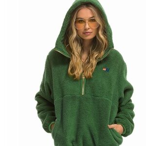 💚 Aviator Nation Teddy Hooded Half Zip💚 VVEUC•HTF•$395